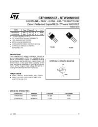 Datasheet STW20NK50Z manufacturer STMicroelectronics
